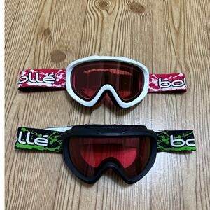 Bollé Ski Snowboard Goggles Red/Green Straps Tinted Dual Lens Adult Unisex (2)